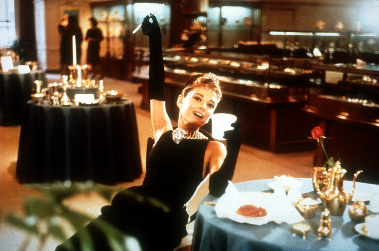 Audrey Hepburn in Givenchy's iconic black dress for Breakfast at Tiffany's (1961)
