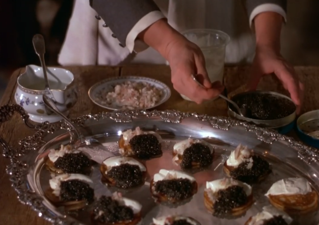 Babette smoothers her appetizers in caviar