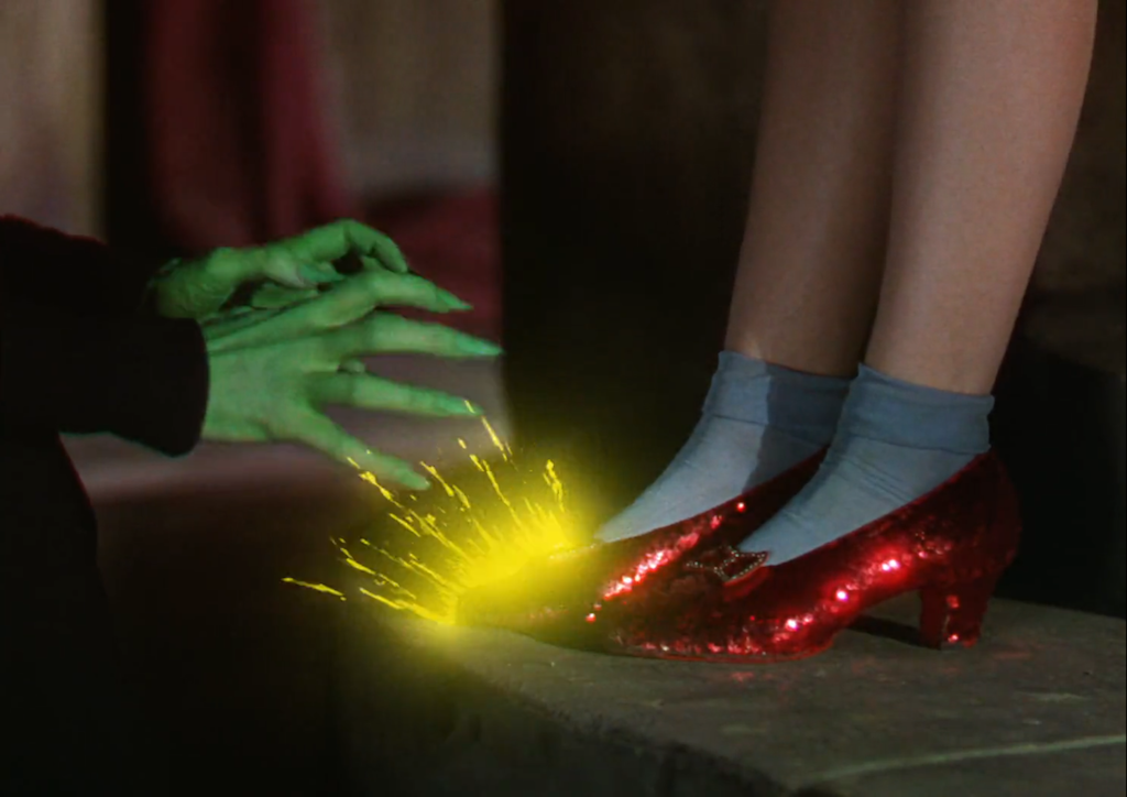 Judy Garland wore the iconic Ruby Slippers in The Wizard of Oz (1939)