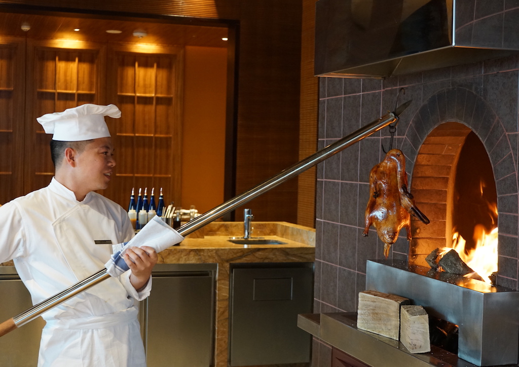 A specially built wood-fired over was built to roast the Peking Duck for 60 minutes
