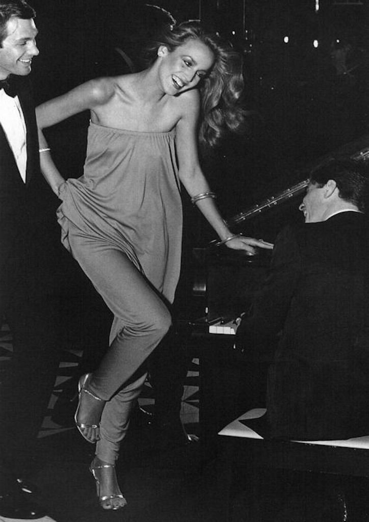 Jerry Hall in a Halston creation in the 1970s