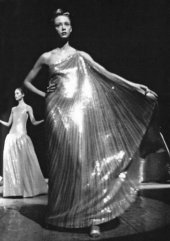 The designer was known for flowy, sexy evening gowns worn by the party girls of the 1970s
