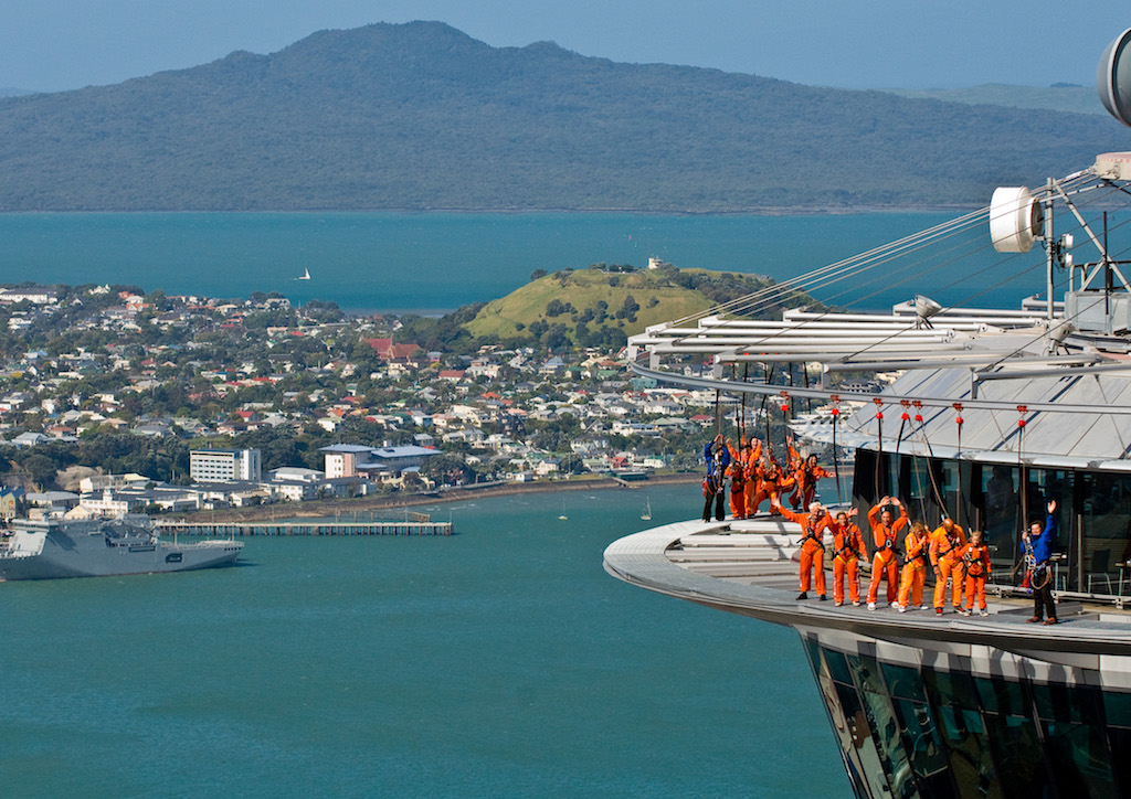 The Skywalk features an impressive panoramic view of Aucklan's skyline