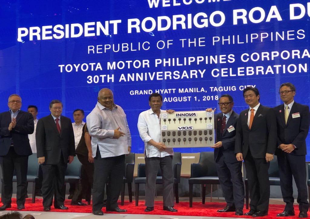 Toyota donates 30 locally produced cars to the Philippine government in commemoration of 30 years in the Philippines