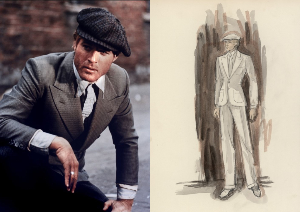 Edith Head's original sketch of a tailored look worn by Robert Redford in The Sting (1973))