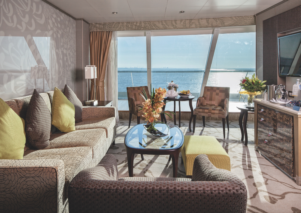 The Grand Suite is the most exclusive room aboard the Costa Neo Romantica