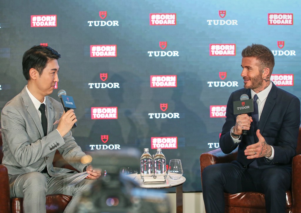 David Beckham spoke to the press at the Murray Hotel's Gentlemens Club