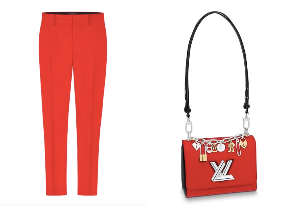 Louis Vuitton Cigaret Trousers and Twist PM LV Love Lock Charms handbag