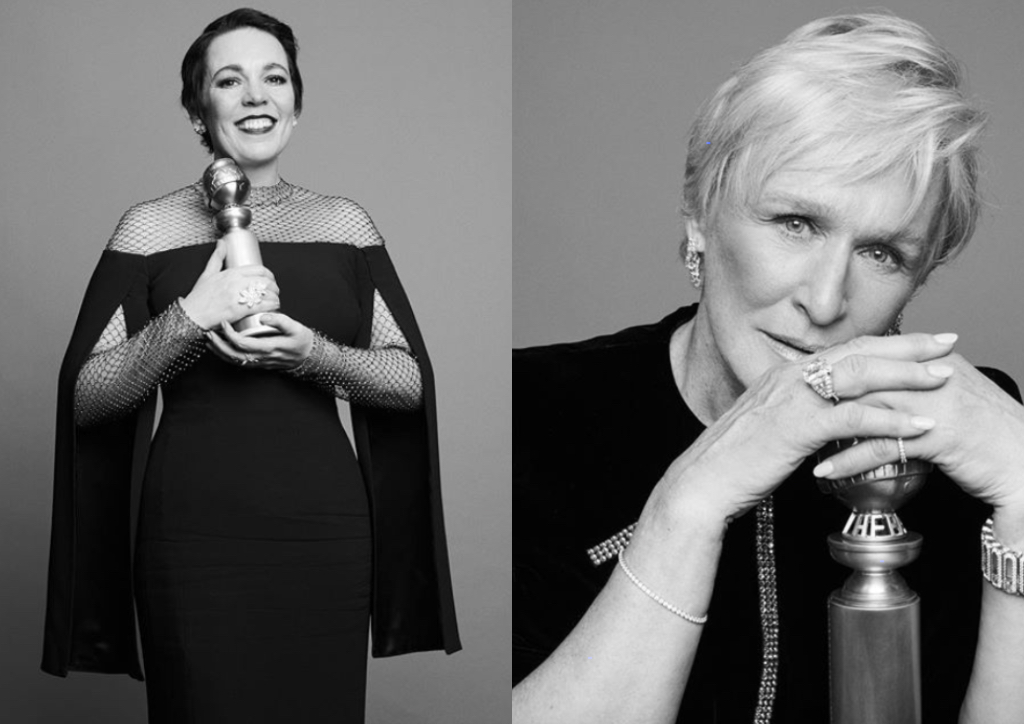 Olivia Colman and Glenn Close (Photograph courtesy of The Golden Globe's Instagram account @goldenglobes)