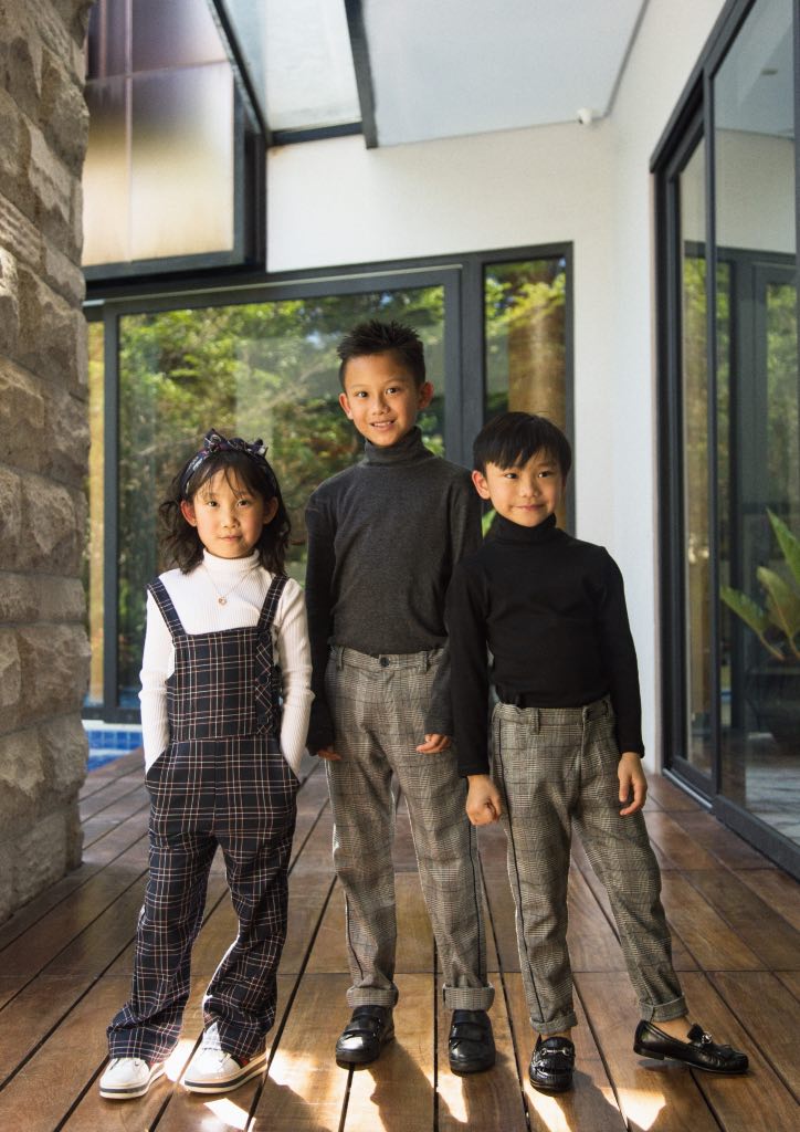 Keli, KenZ and Kenzo Teo at home on a Saturday morning (Photograph by Jack Alindahao)