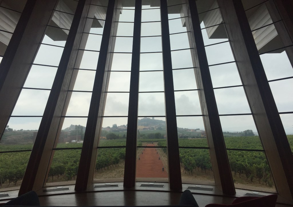 The tasting room of Ysios overlooking the land
