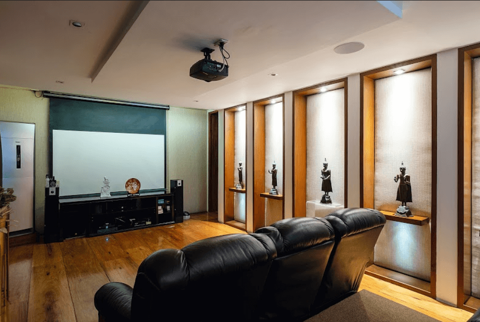 Theater Room - resort inspired home by interior designers Cynthia and Ivy Almario