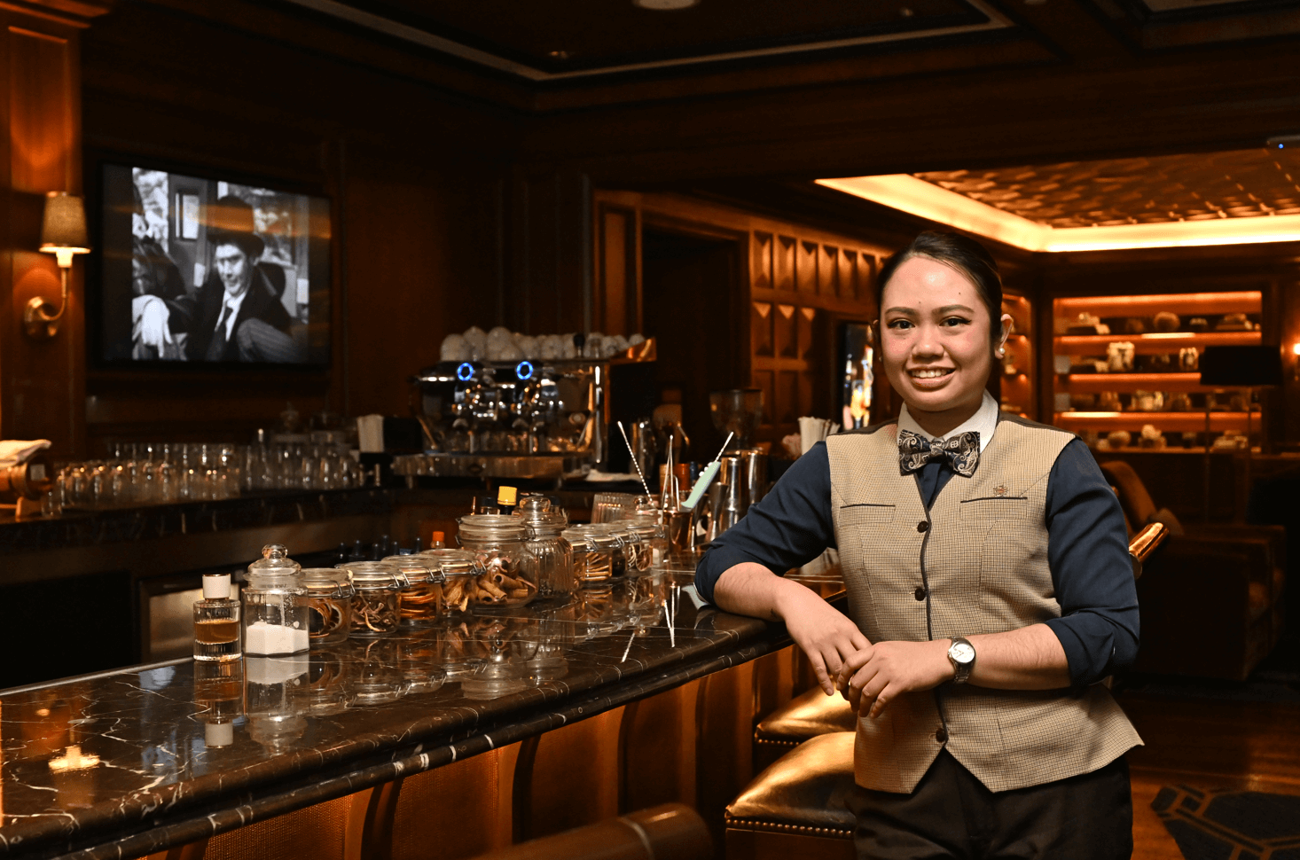 One of Solaire Baccarat Room and Bar's main mixologists, Melody Joy Lim.